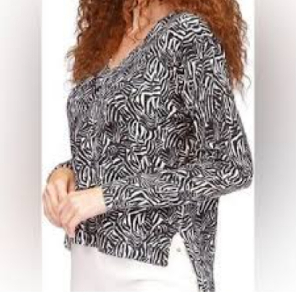 MICHAEL MICHAEL KORS Women's Zebra Drop-Hem Sweater - Large